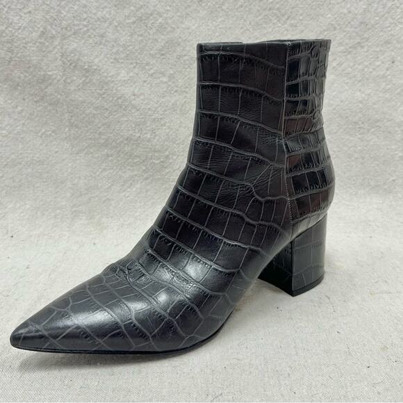 Marc Fisher Crocodile Daith Pointed Toe Block Heel Zip-Up Leather Boota Size 10M - Picture 13 of 13